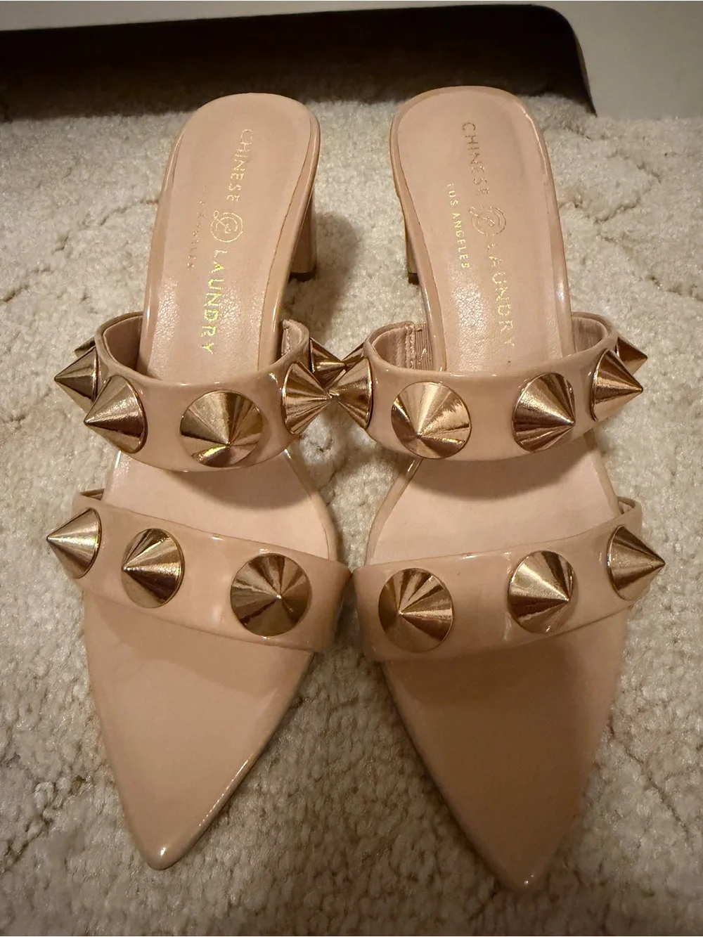 Chinese Laundry Yarley Pointed Toe Vamp Strap Slide Studded NWT